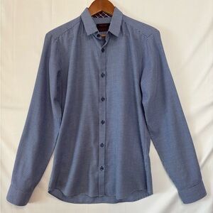 JARED LANG Blue Checkered Slim Fit Shirt Size Small